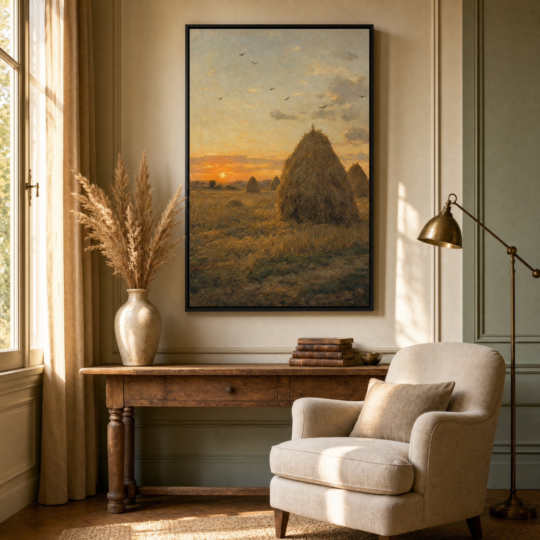 Mur de galerie de tableaux à l'huile