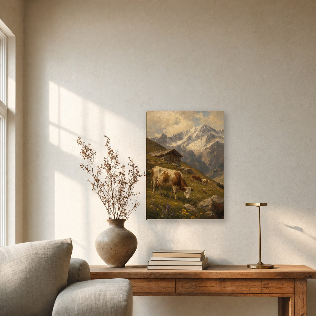 Œuvre accrochée dans un intérieur