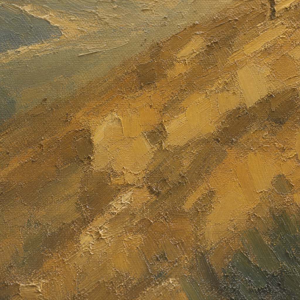 Le berger sur les hauteurs, détail de la matière à l'huile