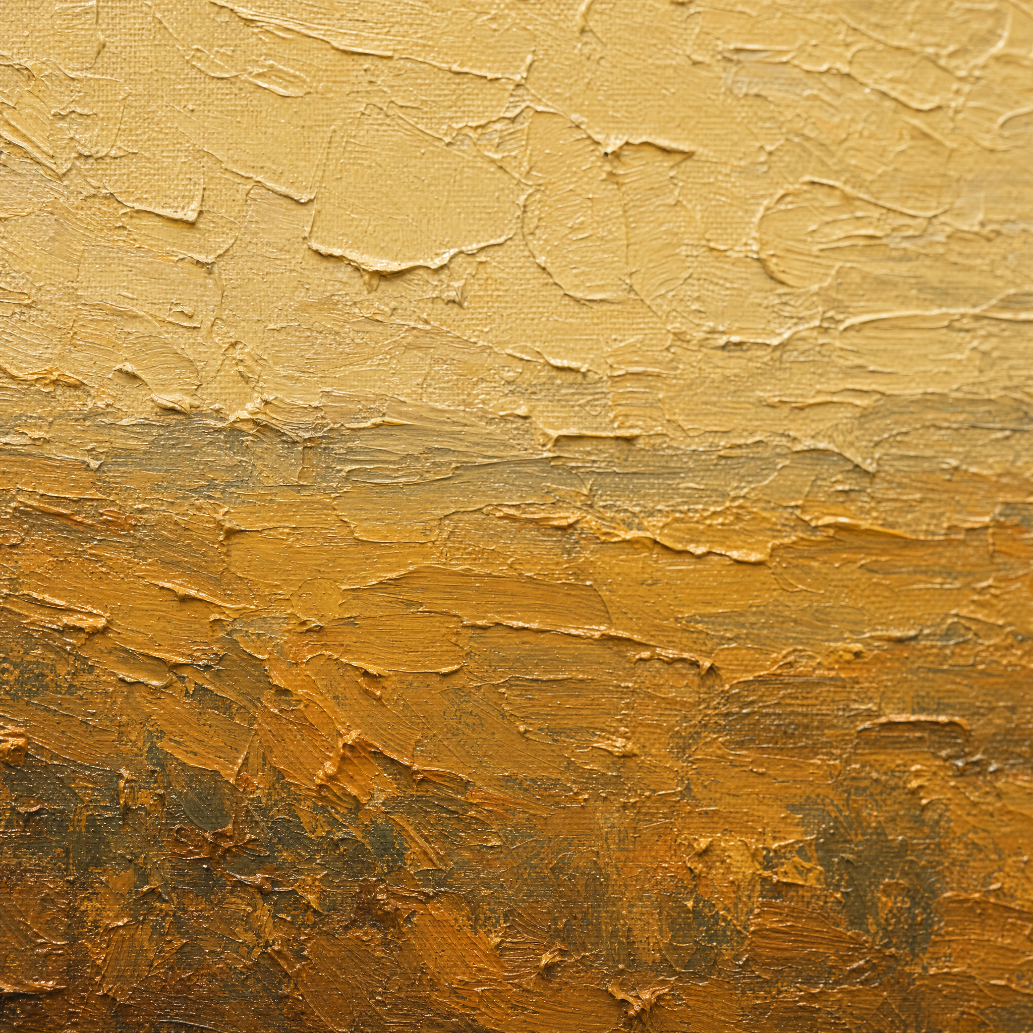 Le cavalier au crépuscule, détail de la matière à l'huile
