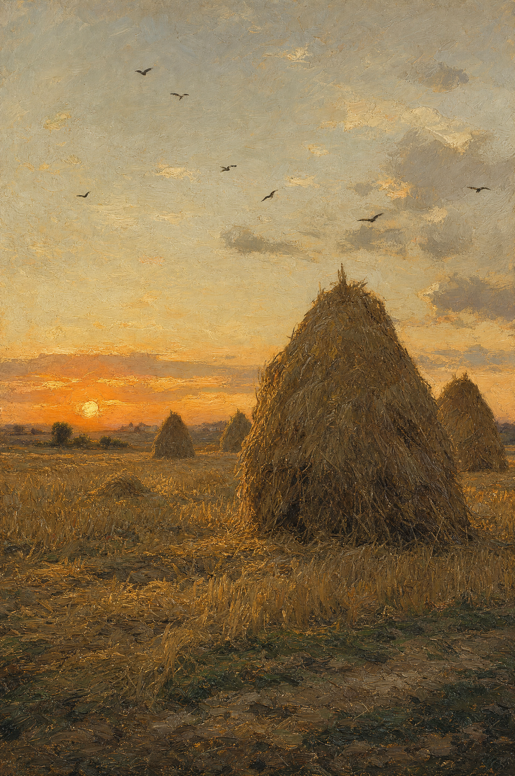 Les meules dorées, peinture à l'huile Maison Patine