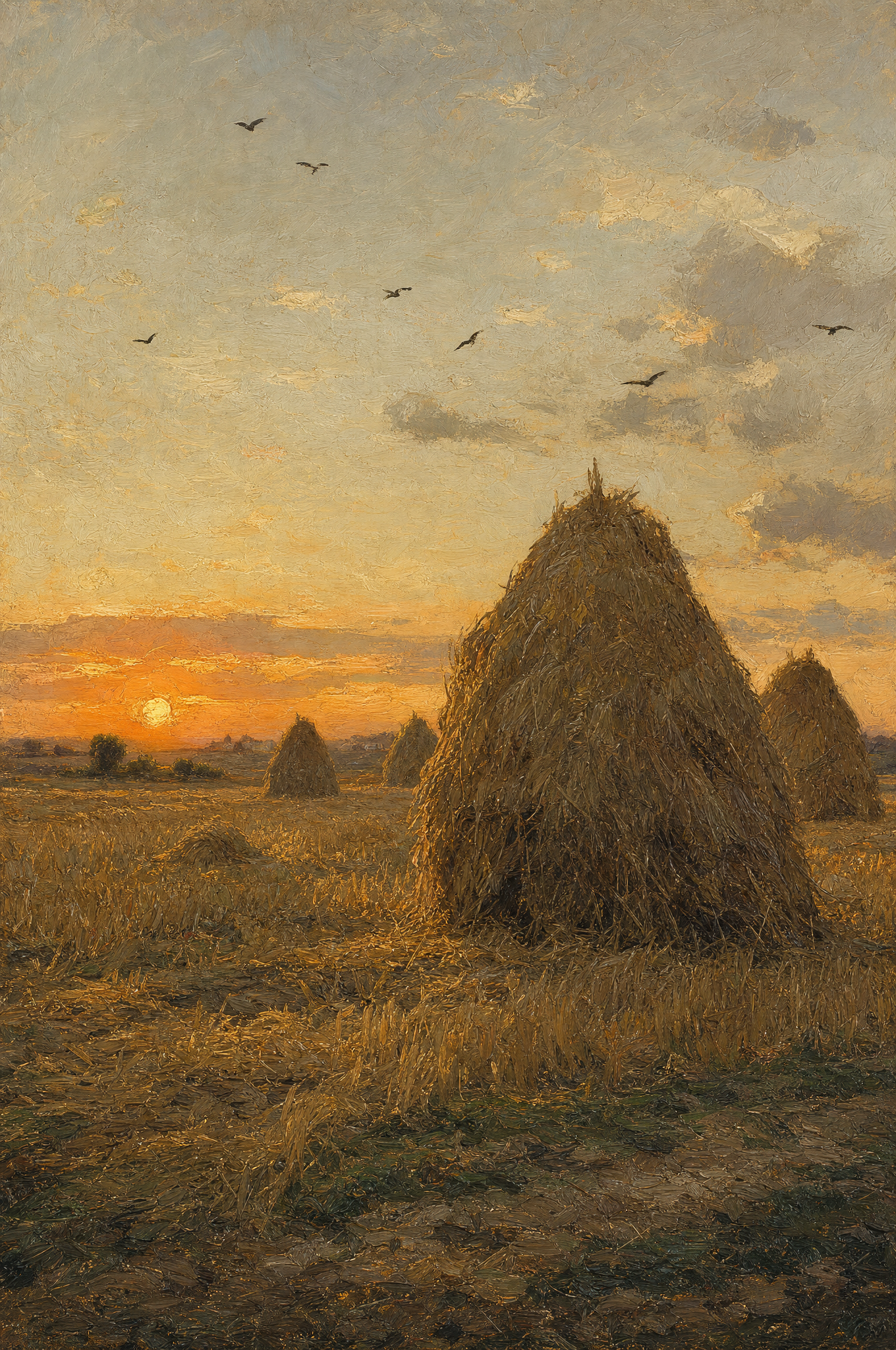 Les meules dorées, peinture à l'huile Maison Patine