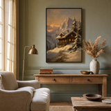 Chalet al crepúsculo de invierno