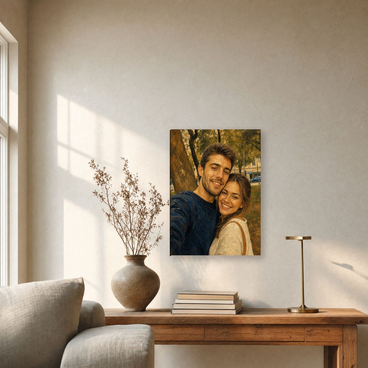 Œuvre accrochée dans un intérieur
